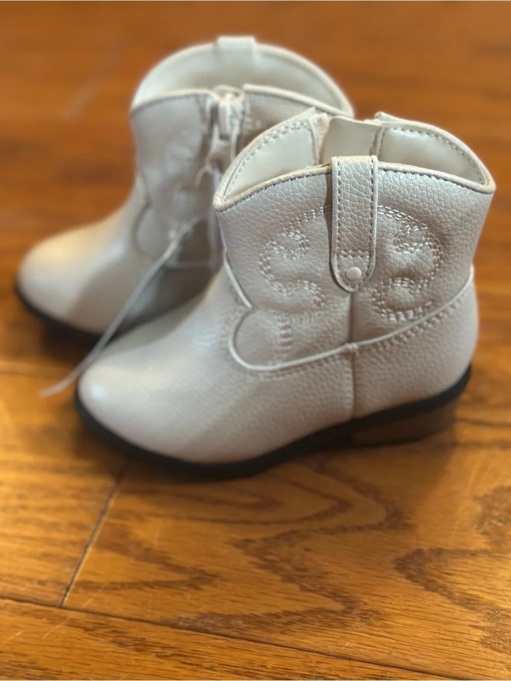Cat & Jack White Faux Leather Toddler Western Booties